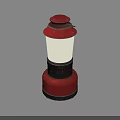 Vintage Furniture Kerosene Lamp With Red Base White Shade And Metal Handle