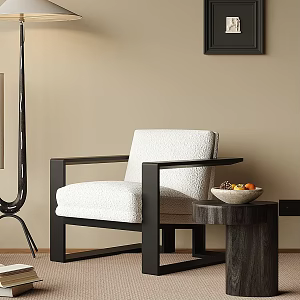 Simple Wooden Fabric Leisure Chair 3d model