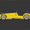 Yellow Open Top Sports Car With Blue Seats And Sleek Body Design
