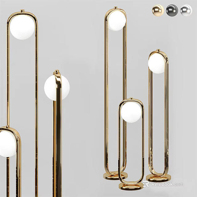 Modern Gold Floor Lamp With Globe Bulb And Metal Stand For Home Decor 3d model 