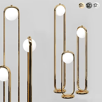 Modern Gold Floor Lamp With Globe Bulb And Metal Stand For Home Decor 3d model
