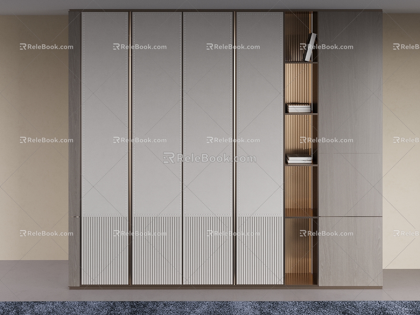 Modern Wardrobe Door Open Book 3d model