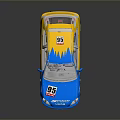 Blue Yellow Racing Car With Number 05 Dunlop Pirelli Sponsors And Team Logos