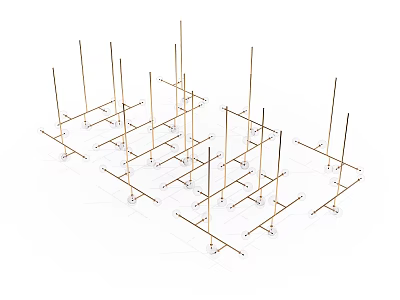 Multiple Modern Metal Chandelier Frames With Golden Color And Sleek Design 3d model