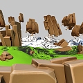 Cartoon Topography Stylized Stone Rock Snow Mountain Mountain 3d model