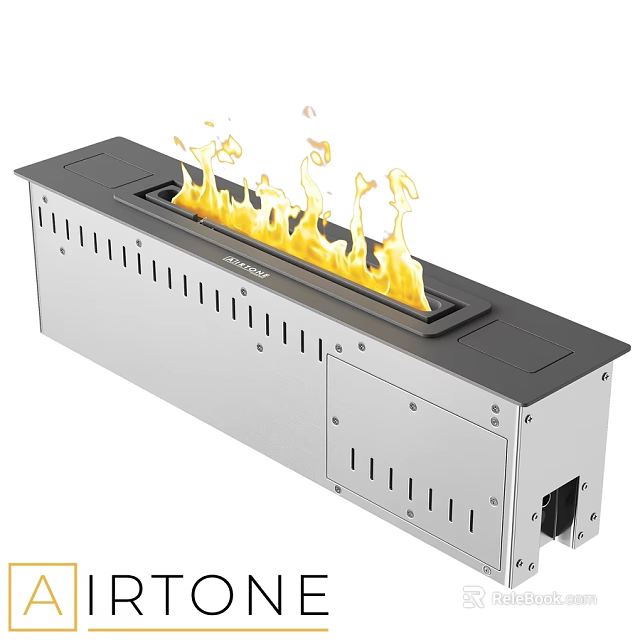 Modern Linear Fireplace With Metal Construction Realistic Flames And Contemporary Design 3d model 