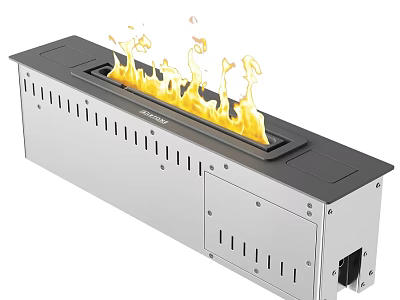 Modern Linear Fireplace With Metal Construction Realistic Flames And Contemporary Design 3d model