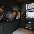 Modern Living And Dining Room Interior With Large Windows Gray Sofa And Wooden Elements