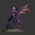 Dragon Sorceress Female Statue With Purple Red Wings And Small Dragon Details