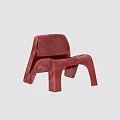 Modern Red Leisure Chair With Sleek Lines Glossy Surface And Unique One Piece Design