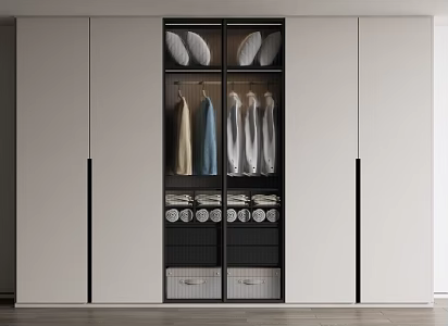 Modern Wardrobe Simple Wardrobe Glass Casement Wardrobe 3d model