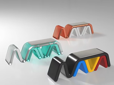 Modern Single Chair Design With Colorful Curved Structure And Sleek Metal Frame 3d model