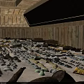 Wooden Planked Interior Walls With Sloped Roof Structure And Scattered Storage Items