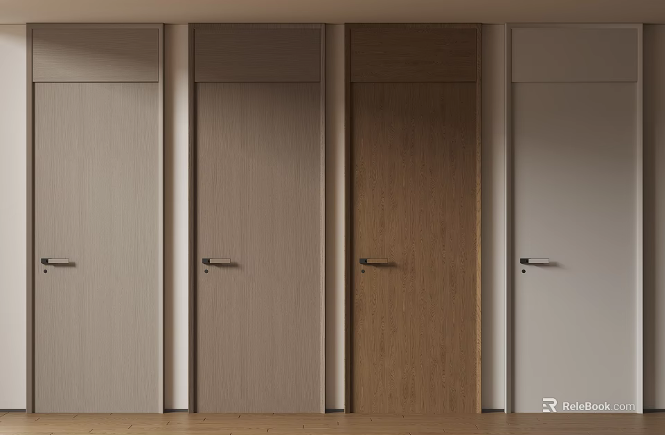 Sleek Modern Wooden Hinged Doors in Various Colors for Interior Design 3d model 
