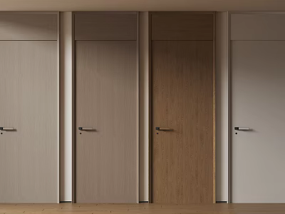 Sleek Modern Wooden Hinged Doors in Various Colors for Interior Design 3d model