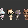 Cute Cartoon Characters With Rabbit Puppy Cat And Bear Standing Together