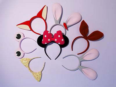 Cute Animal Ear Headbands With Rabbit Fox Minnie And Giraffe Designs 3d model