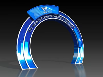 Glossy Modern Blue Archway Featuring New Pattern Promoting Win Win Concept 3d model
