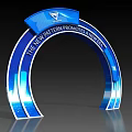 Glossy Modern Blue Archway Featuring New Pattern Promoting Win Win Concept