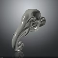 White Elephant Head Sculpture With Curled Trunk And Detailed Artistic Features