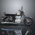 Vintage Royal Enfield Motorcycle With Black Leather Seat Chrome Engine And Spoked Wheels