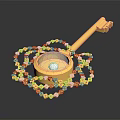 Elegant Golden Key Jewelry With Round Gemstone And Decorative Chain