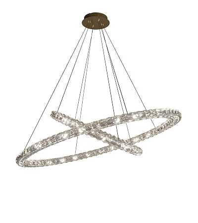 Modern Decorative Crystal Chandelier With Intersecting Circular Rings And Metal Frame Hanging 3d model
