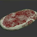Fresh Raw Marbled Beef Steak on Black Surface with Red White Texture
