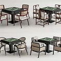 New Chinese Mahjong Table and Chair Mahjong Table Chess and Card Table Mahjong Machine Rattan Leisure Chair 3d model