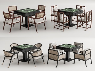 New Chinese Mahjong Table and Chair Mahjong Table Chess and Card Table Mahjong Machine Rattan Leisure Chair 3d model