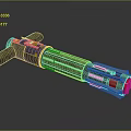 Sci Fi Weapon With Black Silver Tubular Design And Red Glowing Mechanical Details