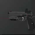 Tactical Handgun with Red Laser Sight Black Body Ergonomic Grip and Precision Aiming Features