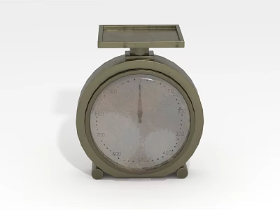 Vintage Mechanical Weighing Scale With Round Dial And Metal Platform 3d model