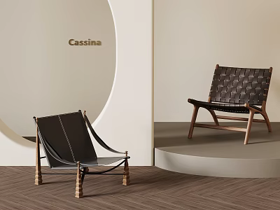 Cassina Modern Single Sofa With Leather Upholstery And Wooden Frame In Minimalist Interior 3d model