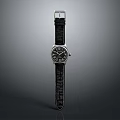 Classic Wristwatch Featuring Black Leather Strap And Metal Analog Dial Design