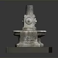 Vintage Stone Fountain With Ornate Lion Head Design And Pedestal Basin