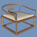 Modern Leisure Chair With Wooden Frame Curved Armrests Slatted Backrest And Light Colored Padded Seat