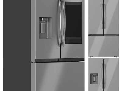 Sleek Modern Stainless Steel Refrigerator Cabinet With Double Doors Ice Maker And Drawers 3d model