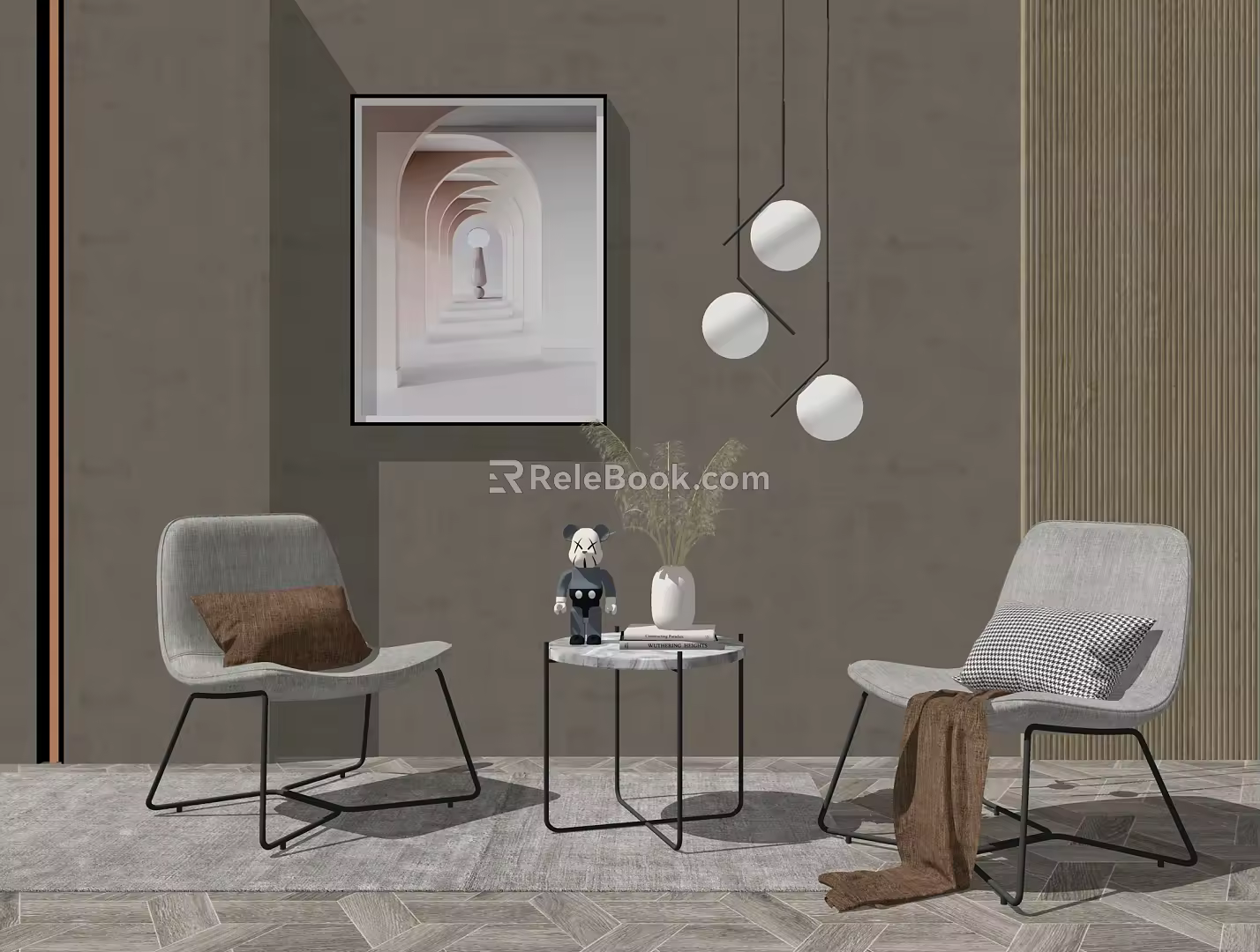 Modern leisure table and chair combination single chair side combination 3d model