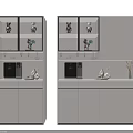 Modern Wine Cabinet With Glass Display Shelves Wine Glasses Decorative Items And LED Lighting