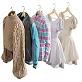Stylish Women's Clothes Collection With Knit Sweater Jacket Plaid Shirt And A-Line Dress Designs