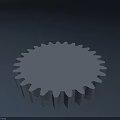 Shiny Silver Circular Gear With Toothed Edges Placed On Dark Background 3d model