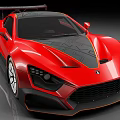 Red Sports Car With Aerodynamic Body And Sleek Exterior Design