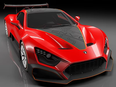 Red Sports Car With Aerodynamic Body And Sleek Exterior Design 3d model