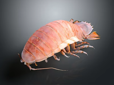 Giant Isopod Marine Animal With Pink Segmented Body Long Antennae And Multiple Legs 3d model
