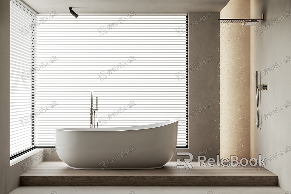 Bathtub Bathroom Shower Shower Venetian Blinds model