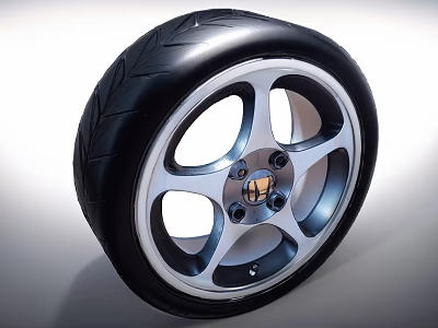 Durable Automotive Hardware Tools Wheel Rim With Black Tire And Silver Metal Design 3d model