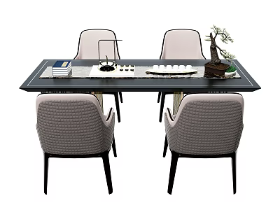 Light Luxury Desk and Chair Combination 3d model