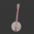 Daily Life Wooden Banjo With Round Body And String Design For Household Use