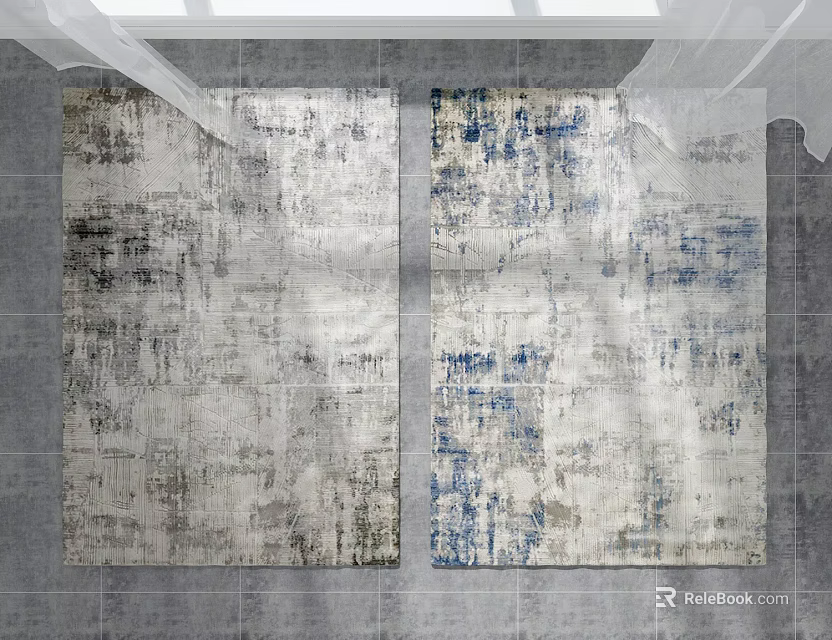 Square Rugs With Gray And Blue Abstract Textured Design For Home Interiors 3d model 